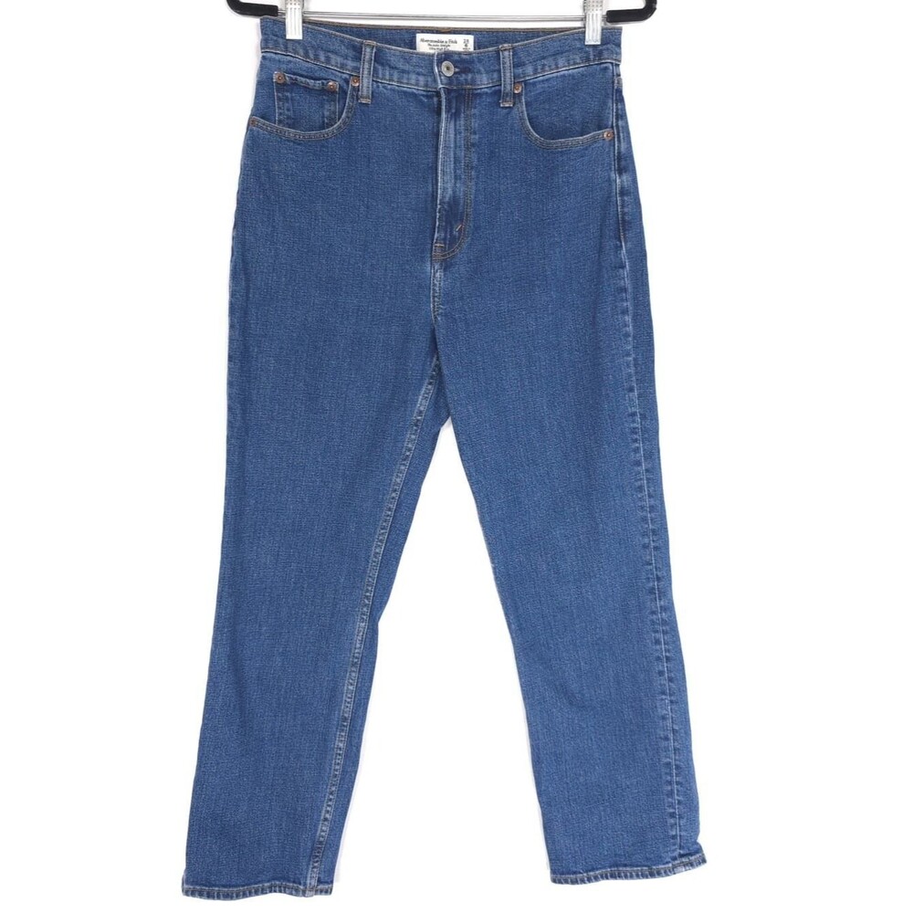 ABERCROMBIE & FITCH Ankle Straight Jeans 28 Ultra High-Rise Curve Love Cotton